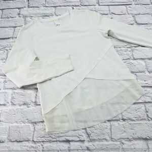 ZYIA Active White Asymmetrical Long Sleeve Womans XS Wrap Front Sheer